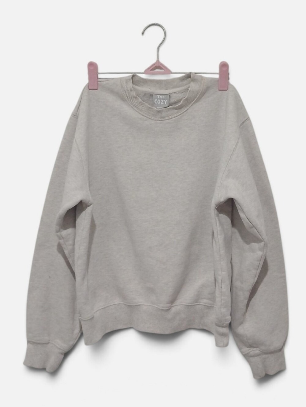Tna Cozy Fleece Perfect Light Heather Grey Crewneck Pullover Swestshirt XS